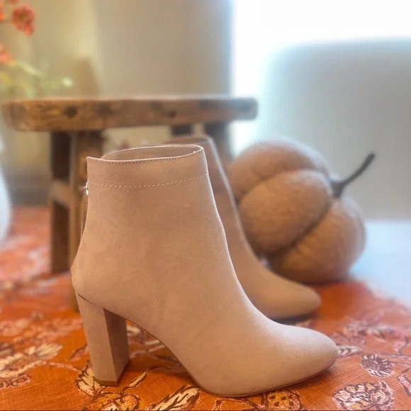 Woman’s Taupe faux suede ankle booties - Picture 3 of 5
